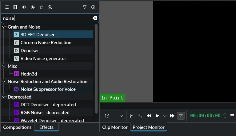 kdenlive noise supression