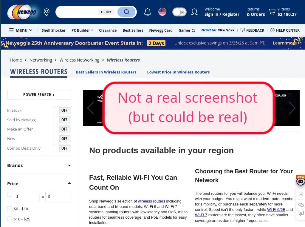 newegg no products available