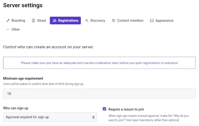 Mastodon Registration Restrictions