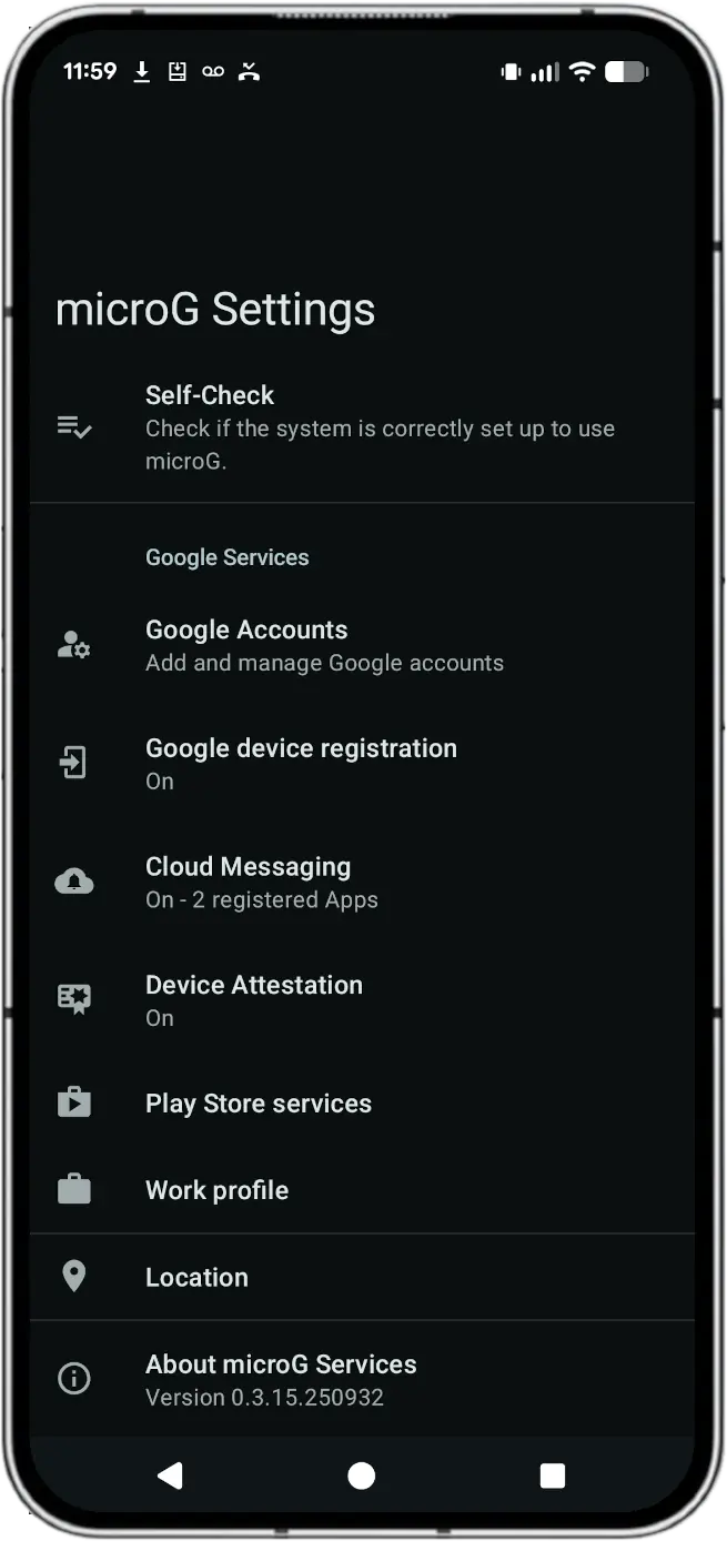 MicroG Screenshot